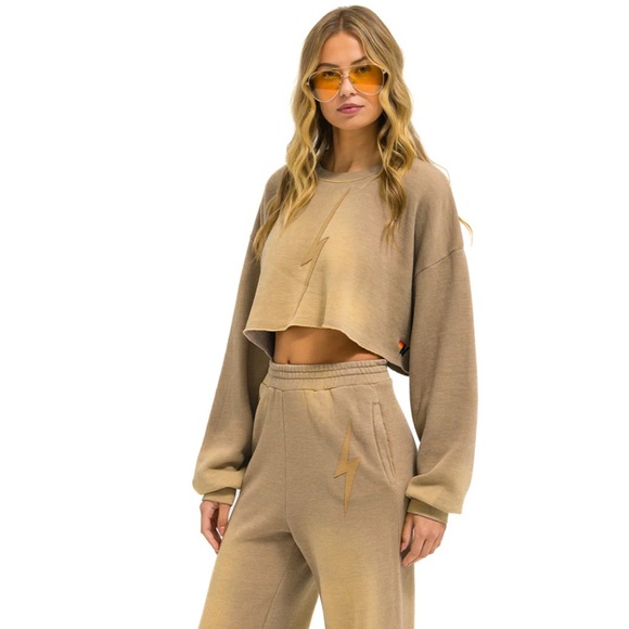 Aviator Nation Bolt Stitch Wide Leg with pockets - Faded Tan - NWT - Picture 5 of 5